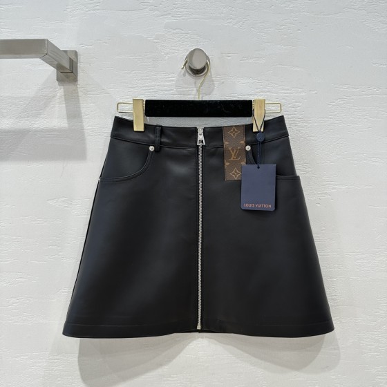 Louis Vuitton Floral Genuine Leather Half Skirt