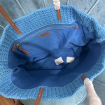 MIU MIU BG228: Imported Lafite Grass Woven Cotton Thread Woven Tote Bag