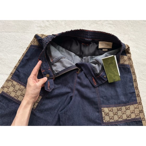 GUCCI patterned denim shorts