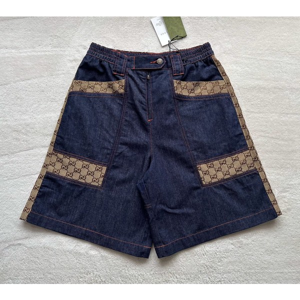 GUCCI patterned denim shorts
