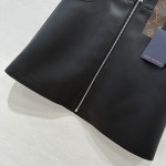 Louis Vuitton Floral Genuine Leather Half Skirt