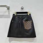 Louis Vuitton Floral Genuine Leather Half Skirt