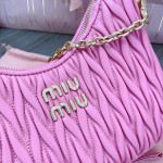 MIU MIU 5BH211 zippered satin and soft sheepskin pockets