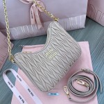 MIU MIU 5BH211 zippered satin and soft sheepskin pockets