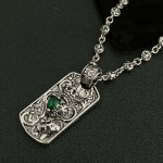 Croix Classic Skull Head Emerald Pendant