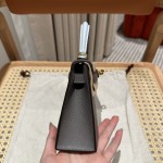 Mini Kelly Second Generation, Cumulonimbus Cloud Grey with Holy Grail Blue, palm print, gold buckle, 19cm