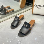 Hermes genuine leather outsole, combined with small square heels