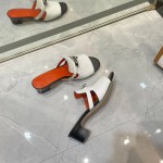 Hermes genuine leather outsole, combined with small square heels