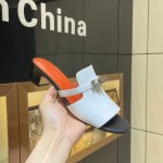 Hermes genuine leather outsole, combined with small square heels