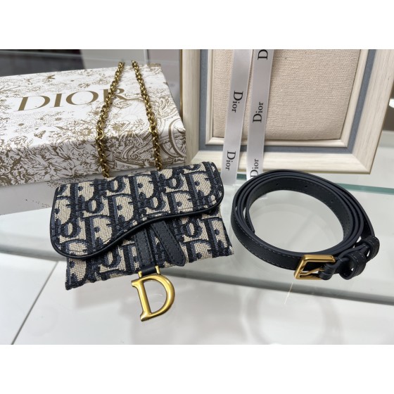 Dior Blue Jacquard Fabric Dior Oblique Pattern Nano Handbag Model Number s0220