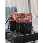 SAINT LAURENT backpack black sheepskin with colored wool model: 672609