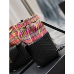 SAINT LAURENT backpack black sheepskin with colored wool model: 672609