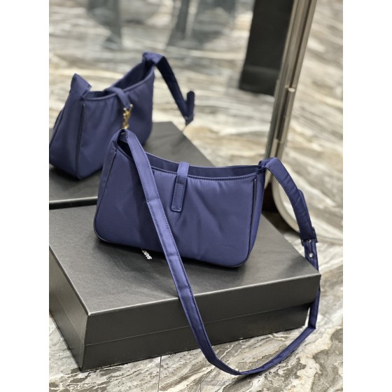 SAINT LAURENT Blue Gold Button with Black Edge Nylon Style Number: 657228