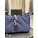 SAINT LAURENT Blue Gold Button with Black Edge Nylon Style Number: 657228