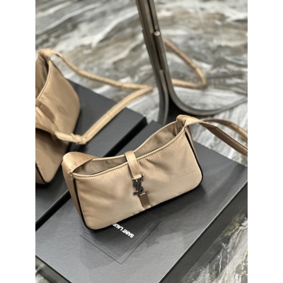 SAINT LAURENT Apricot Silver Button with Black Edge Nylon Model Number: 657228