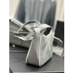 SAINT LAURENT Grey Green Button with White Edge Nylon Model Number: 657228