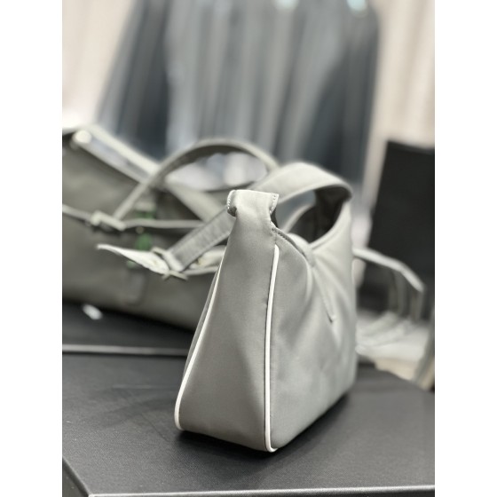 SAINT LAURENT Grey Green Button with White Edge Nylon Model Number: 657228