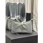 SAINT LAURENT Grey Green Button with White Edge Nylon Model Number: 657228