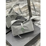 SAINT LAURENT Grey Green Button with White Edge Nylon Model Number: 657228