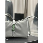 SAINT LAURENT Grey Green Button with White Edge Nylon Model Number: 657228