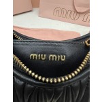 MIU MIU 5BH211 zippered satin and soft sheepskin pockets