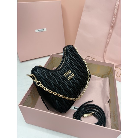 MIU MIU 5BH211 zippered satin and soft sheepskin pockets