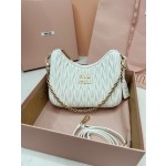 MIU MIU 5BH211 zippered satin and soft sheepskin pockets