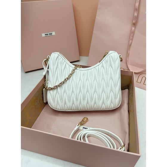 MIU MIU 5BH211 zippered satin and soft sheepskin pockets