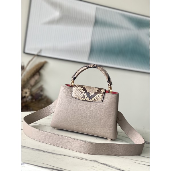 𝐋𝐎𝐔𝐈𝐒𝐕𝐔𝐈𝐓𝐓𝐎𝐍 N80931 Elephant Grey Red Inner Small This Capuchines Small Handbag