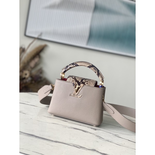 𝐋𝐎𝐔𝐈𝐒𝐕𝐔𝐈𝐓𝐓𝐎𝐍 N80931 Elephant Grey Red Inner Mini This Capuchines mini handbag