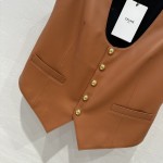 Celine Layered Artifact Leather Vest Coat