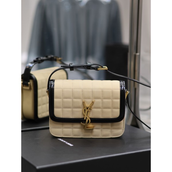 SAINT LAURENT apricot suede plaid with patent leather model: 634306