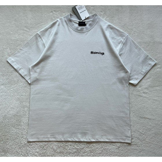 Balenciaga Blur BB Small Letter Printed Round Neck Short Sleeve