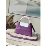 𝐋𝐎𝐔𝐈𝐒𝐕𝐔𝐈𝐓𝐓𝐎𝐍 N93163/M48865 Purple Colored Crocodile Pattern Silver Buckle Capuchines BB Handbag