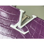 𝐋𝐎𝐔𝐈𝐒𝐕𝐔𝐈𝐓𝐓𝐎𝐍 N93163/M48865 Purple Colored Crocodile Pattern Silver Buckle Capuchines BB Handbag