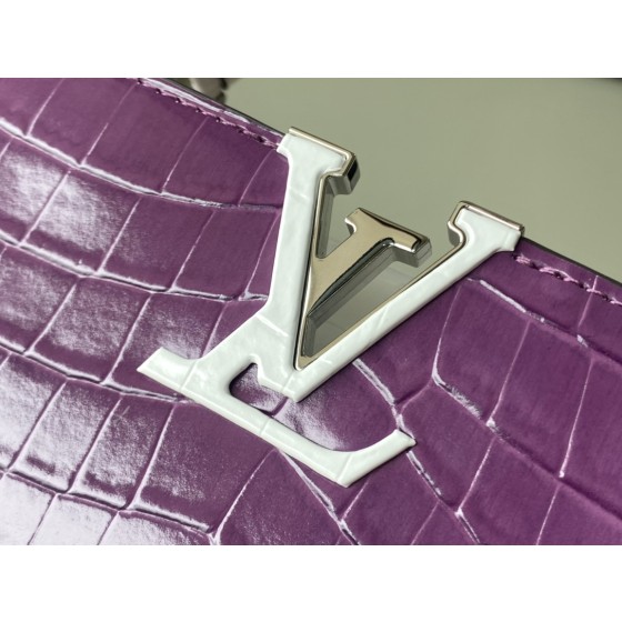 𝐋𝐎𝐔𝐈𝐒𝐕𝐔𝐈𝐓𝐓𝐎𝐍 N93163/M48865 Purple Colored Crocodile Pattern Silver Buckle Capuchines BB Handbag