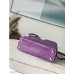 𝐋𝐎𝐔𝐈𝐒𝐕𝐔𝐈𝐓𝐓𝐎𝐍 N93163/M48865 Purple Colored Crocodile Pattern Silver Buckle Capuchines BB Handbag
