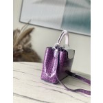 𝐋𝐎𝐔𝐈𝐒𝐕𝐔𝐈𝐓𝐓𝐎𝐍 N93163/M48865 Purple Colored Crocodile Pattern Silver Buckle Capuchines BB Handbag