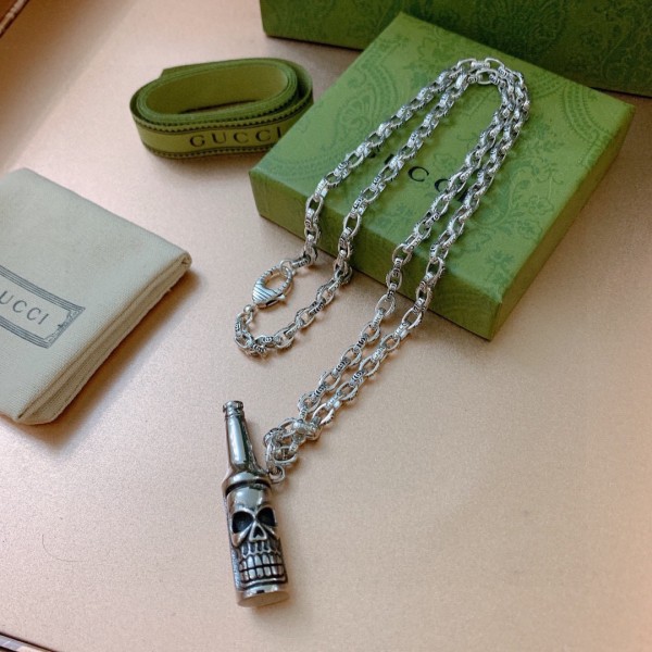Gucci Double G Classic Beer Bottle Skull Pattern Necklace
