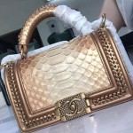 𝗖𝗵𝗮𝗻𝗲𝗹 𝗟𝗲𝗯𝗼𝘆 进口蟒蛇皮 内配小羊皮 最新款重金属手柄包