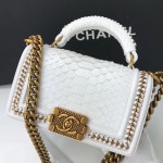 𝗖𝗵𝗮𝗻𝗲𝗹 𝗟𝗲𝗯𝗼𝘆 进口蟒蛇皮 内配小羊皮 最新款重金属手柄包