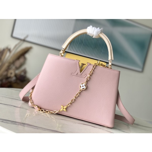 𝐋𝐎𝐔𝐈𝐒𝐕𝐔𝐈𝐓𝐓𝐎𝐍 M20708 Grapefruit Pink Flower Three Piece This CAPUCINES BB handbag