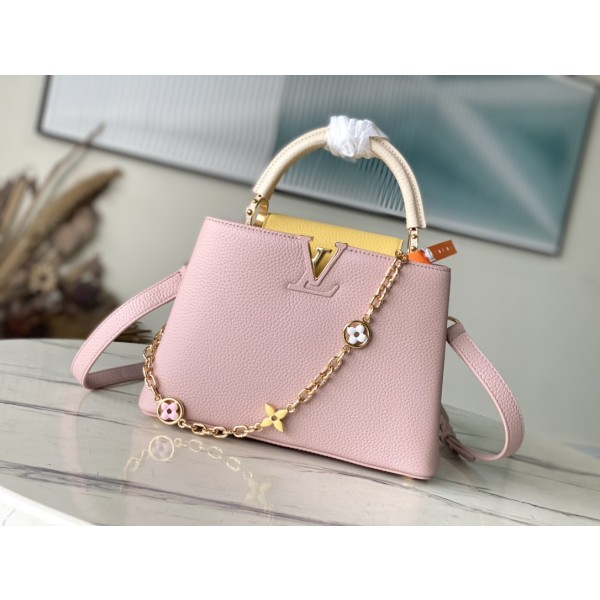 𝐋𝐎𝐔𝐈𝐒𝐕𝐔𝐈𝐓𝐓𝐎𝐍 M20844 Grapefruit Pink Flower Three Piece This CAPUCINES BB handbag