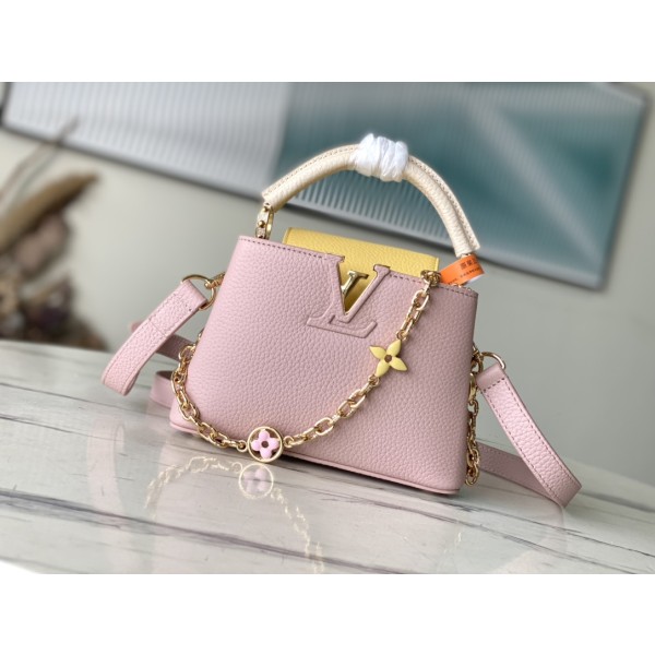 𝐋𝐎𝐔𝐈𝐒𝐕𝐔𝐈𝐓𝐓𝐎𝐍 M20845 Grapefruit Pink Flower Three Piece This Capuchines Mini Handbag