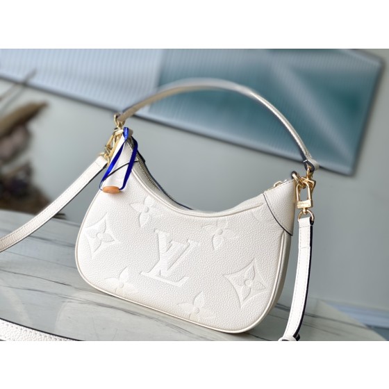 𝐋𝐎𝐔𝐈𝐒𝐕𝐔𝐈𝐓𝐓𝐎𝐍 M46099 milk white embossed Bagatelle handbag