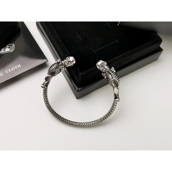 Crow Heart Double Skull Head Bracelet