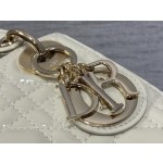 Dior three grid patent leather white 6603