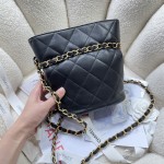 CHANEL Sheepskin Gold Chain Small Bucket Bag 4002