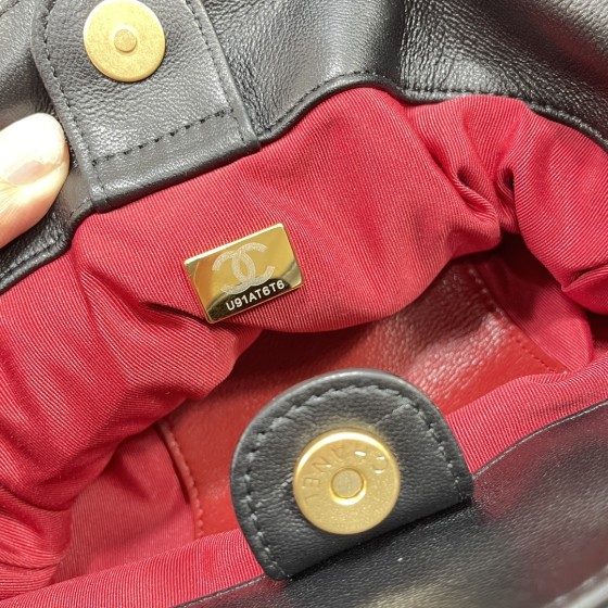 CHANEL Sheepskin Gold Chain Small Bucket Bag 4002