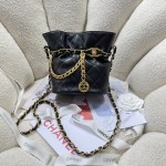 CHANEL Sheepskin Gold Chain Small Bucket Bag 4002